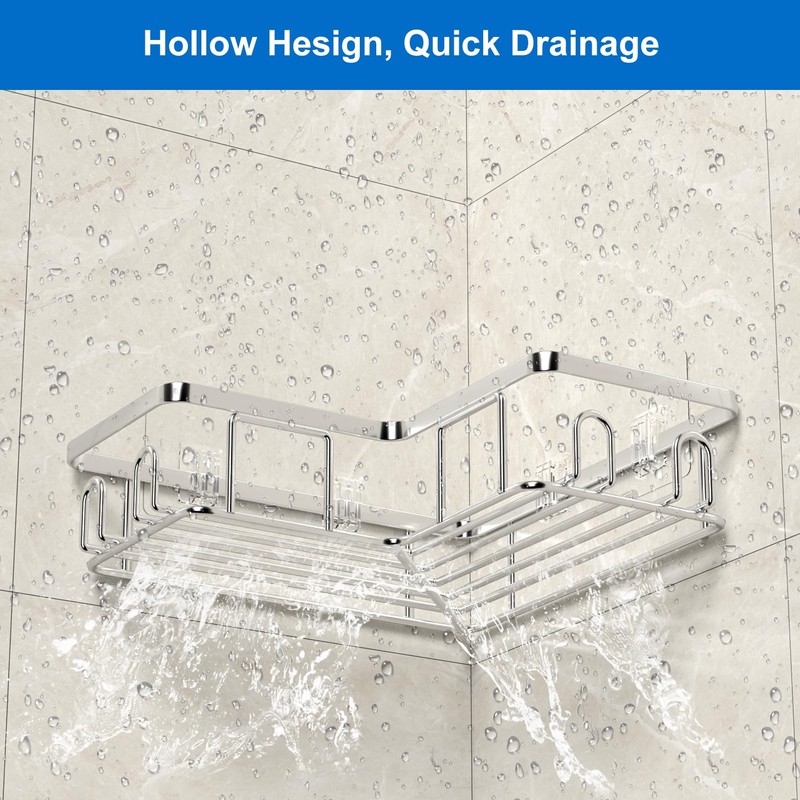 UUlioyer Stainless Steel Corner Shower Caddy, Shower Shelf No Drilling,
