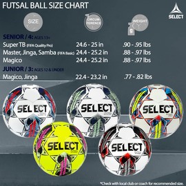 Select Jinga V22 - Bola de fútbol Sala, Color Blanco, Talla 4