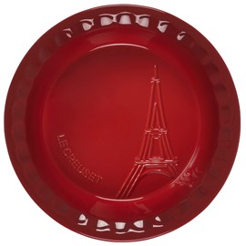 Le Creuset Eiffel Tower Collection Stoneware Pie Dish, 9", Cerise