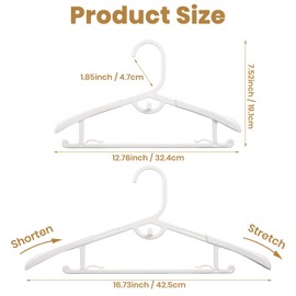 40 Pack Plastic Hangers 13-17’’ Thickened Adjustable Clothes Hanger White