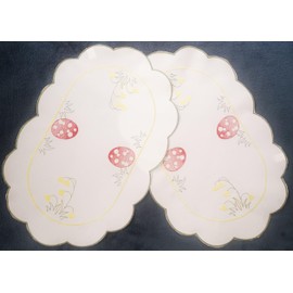 Doilies 30 x 45 cm Oval Easter Tablecloth Embroidered Easter Eggs Pack of 2 (30 x 45 cm)