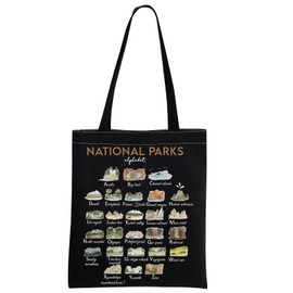 MNIGIU National Parks Tote Bag - US National Parks Camping & Hiking Lover Gift - Black
