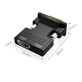 FANTIA HDMI to VGA Adapter, 1080P 60Hz, with 3.5mm Audio Cable, Compatible for Laptop Computer to TV Projector Monitor