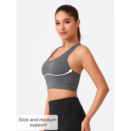 habibee Sports Bras for Women, Seamless Racerback Sports Bra with Removable Padded, Medium Support Yoga Bra for Gym Activewear Workout Fitness