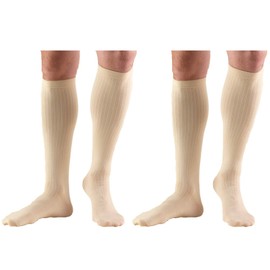 Truform 1942 Men's Socks, Knee High, Dress Style: 8-15 mmHg, Tan, X-Large (Pack of 2)
