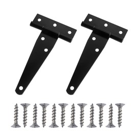 Pack of 2 Black T-shaped Hinges with Adjusting Screws, Galvanised T-shaped Hinges, 8 Inch T-shaped Hinges, Suitable for Door Panels, Windows, Cabinets