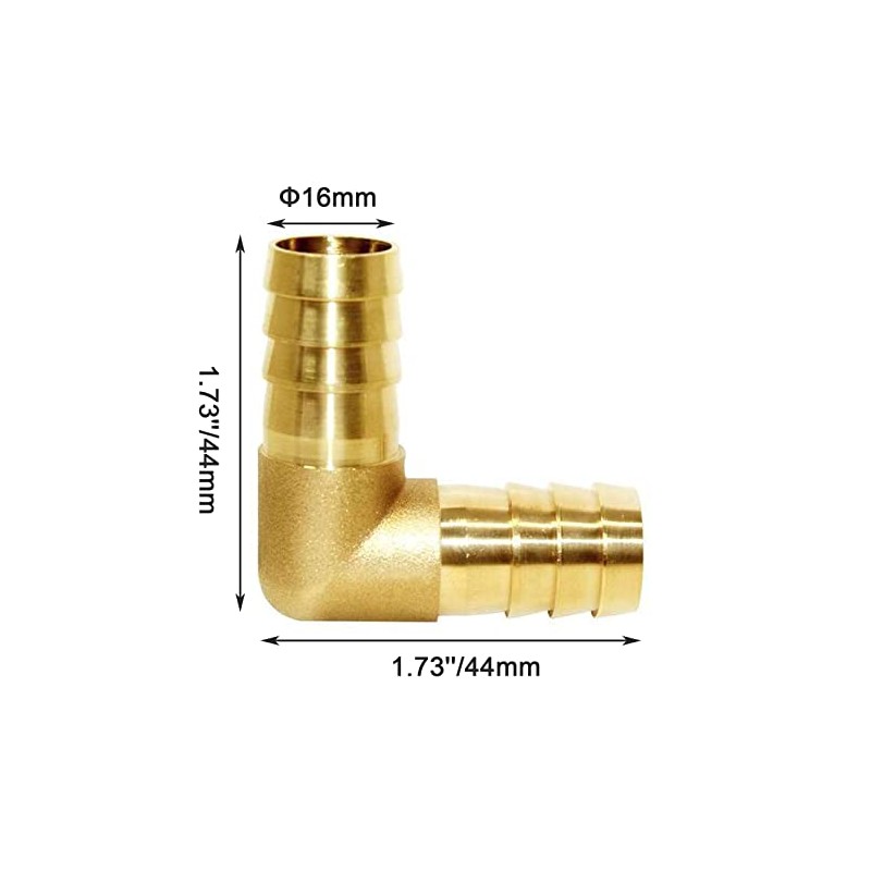 TOP-VIGOR 3 Pieces 16mm Barb Brass 90 Degree Elbow Connector
