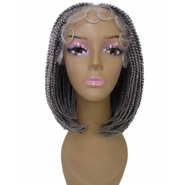 LUXLUXE Tiara Straight Braided 12 in Long 4X4 Hand Tied Lace Braid Braided Wig, Beauty Heat Resistant Fiber, 20+ Shades of Natural, Dip Dyed, & Blended Colors