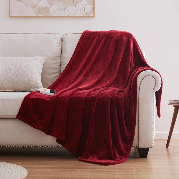 Sealy Heated Blanket Electric Throw 50"x60", Soft Double Flannel Electric