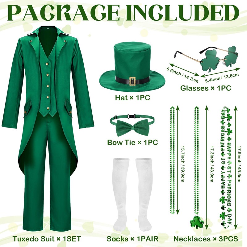 Harsever St Patrick's Day Costume Set Adult Men with St