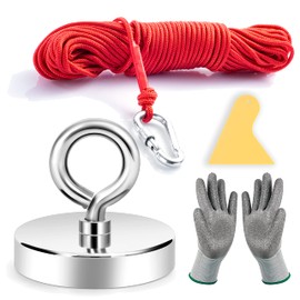 Neosmuk Magnetic Fishing Set, 3" CNC Machined Steel Base in Diameter, Strong 20m Rope, Non Slip Ideal for Magnetic Fishing and Fetching Items in the Lake