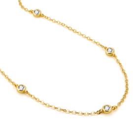 ALEXCRAFT 14K Gold-Plated Chains Sterling Silver 925 Necklaces with Zirconia for Women Necklace without Pendant Stackable Clavicle Chain Necklaces 42 cm Chains with Extension Chain 5 cm