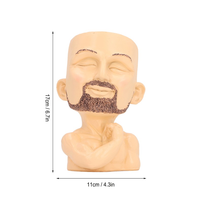 Face Planter Pot with Drainage Hole Man Face Flower Pot