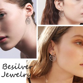 Virgo Zodiac Constellation Dangle Drop Earrings Sterling Silver Women Horoscope Stud Earrings Star Sign Celestial Jewelry Anniversary FE0071C