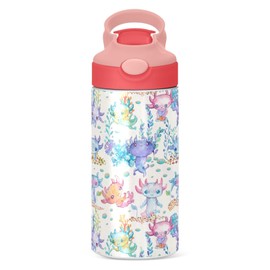 Cute Axolotl Stainless Steel Water Bottle for kids - 12 Ounce Stainless Steel Vacuum Insulated Water Bottle for Girls children,Double Wall Vacuum Insulated Bottles