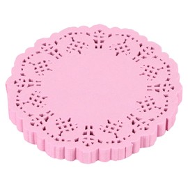 DECORA 3.5inch Round Pink Paper Lace Doilies for Wedding Tableware Decoration,100-Pack