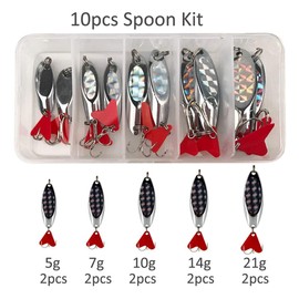 SHADDOCK 10pcs/lot Metal Fishing Lures Spoon Spinner Baits Fishing Spinnerbait Salmon Trout Minnow Lure Baits With Treble Hooks (Mixed 10pcs Kit- (5g-21g))