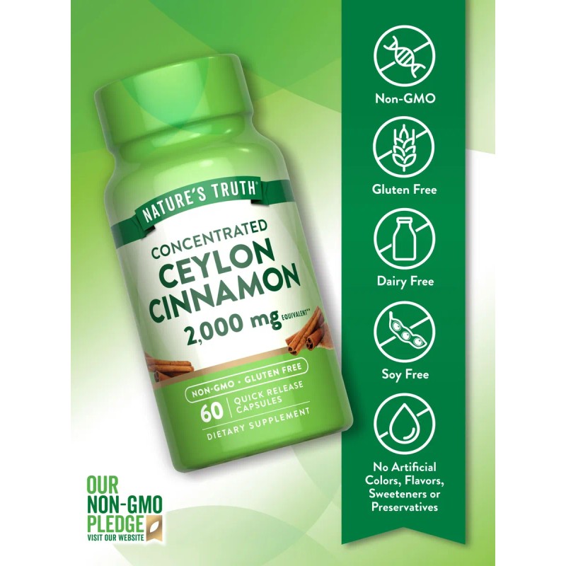 Nature's Truth Cápsulas Canela De Ceilán 2000mg 60 Unidades