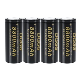 ABCTOY 26650 Rechargeable Battery, Flat Top Batteries 8800mAh, 26650 Batteries 3.7 V Li-Ion Replacement Battery for Flashlight Headlamps(4 Pack)