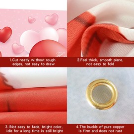 Happy Valentines Banner Backdrop，71x43 inch Love Heart Large Valentines Backdrop Banner Decoration for Valentine Party Supplies and Decor