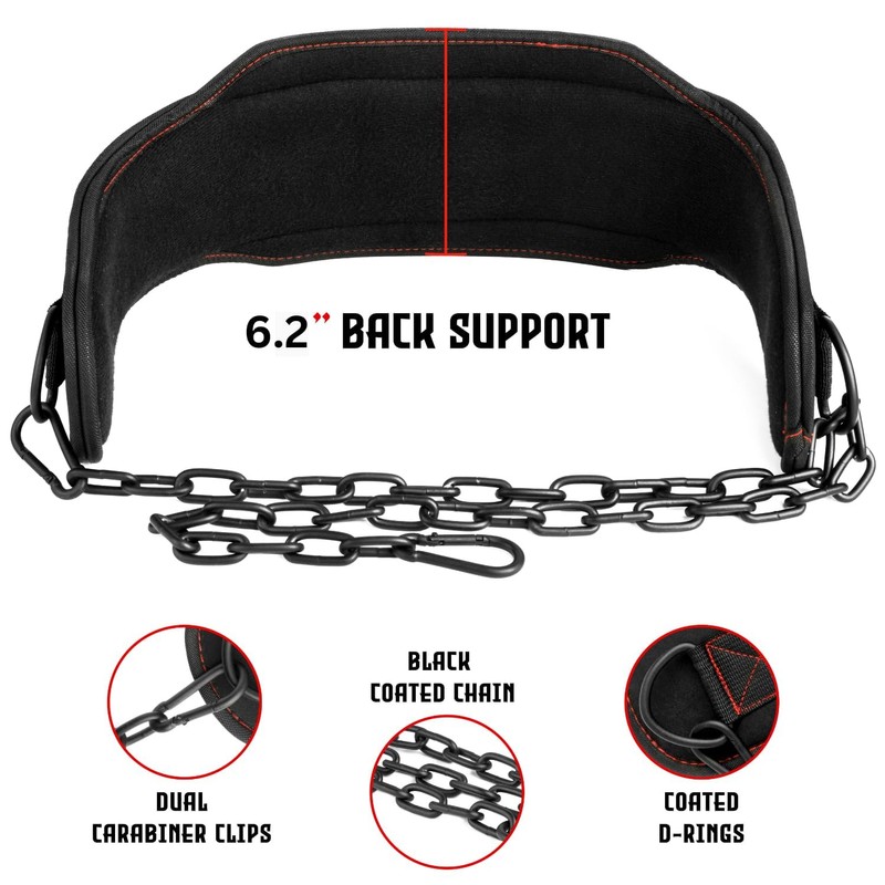 EvoFitness EVO Weightlifting dip belt Neoprene Gym Support Straps GEL