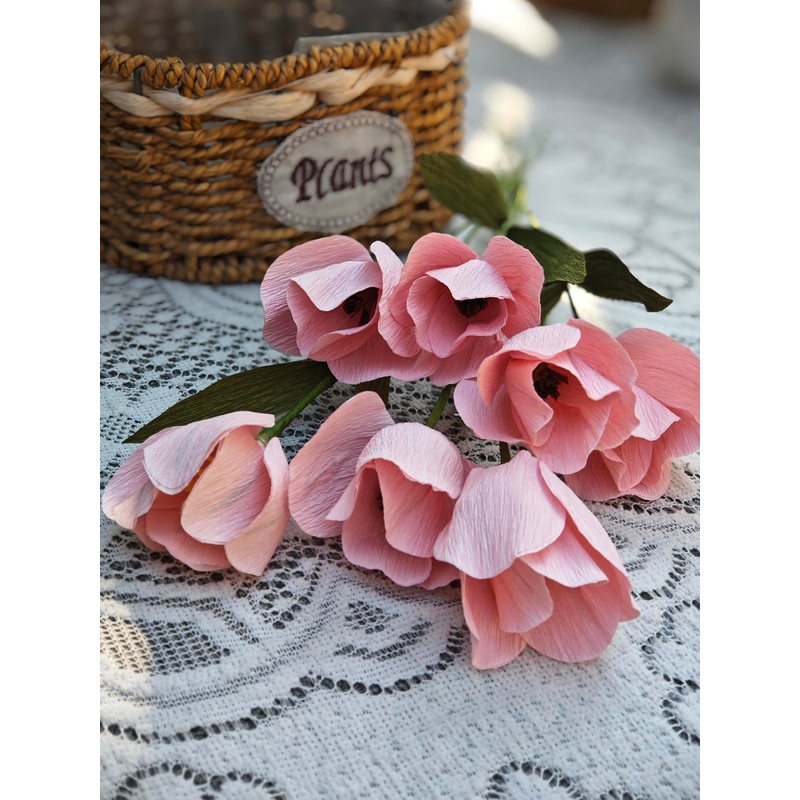 Crepe Paper Tulip DIY Flower Making Kit 12 pcs (Pink)