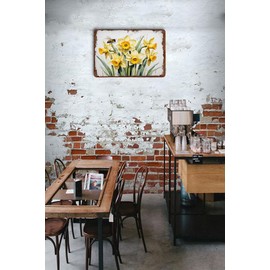Spring Flower Metal Tin Sign Daffodil Metal Sign Alumium Sign Vintage Sign Retro Sign for Home Bar Office Outdoor Wall Decor 5.5 x 8 inches