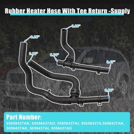 GXARTS Rubber Heater Hose With Tee Return -Supply Fit For Dodge Journey 2.4VVT 2008-2020 Heater Hose Assmely #05058437A 5058437AK 05058437AD 05058437AI