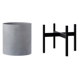 FaithLand 14" Plant Stand and 14" Gray Pot Bundle