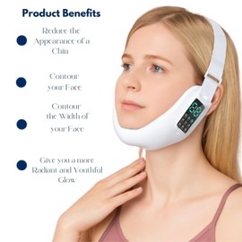 Electric Double Chin Device and V-Face Beauty Machine – 8 Modes Inteligent Double Chin V-Face Device for Women. + Free Mini 3D Face Roller for Skin Care