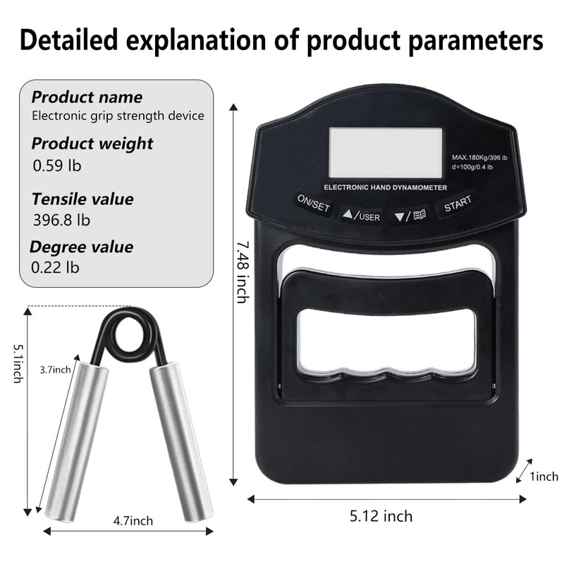 Wazusogok Grip Strength Tester,Hand Grip Dynamometer,Dynamometer Grip Strength,Digital Hand Grip