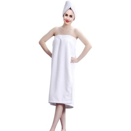 Keenso - Juego de Albornoz de SPA para Mujer con Gorro de Secado rápido, Toalla de Secado rápido, diseño de Gancho y Bucle Ajustable, Rosa y Azul, 90 x 150 cm