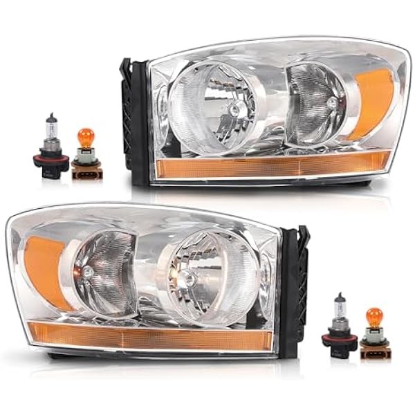 Headlights Assembly w/Bulbs Light Bar Left and Right Side Compatible