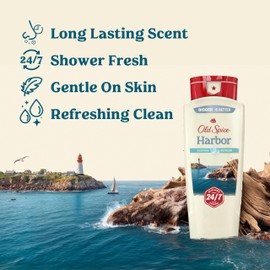 Old Spice Cleansing Body Wash for Men, 24/7 Shower Fresh with Lasting Scent, Cleanse & Refresh, Gentle on Skin, Vitamin B3, Harbor with Coastal Breeze + Driftwood Scent, 18 oz (Pack of 4)