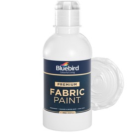 Bluebird Fabric Paint, White, 8.5 Fl Oz, Permanent Fabric Paints for Clothes, Furniture Upholstery