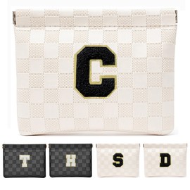 HIGH FIT Leather Pocket Cosmetic Bag for Purse,Initial Makeup Bag Lipstick Cosmetic Accessories Organizer (C, White)