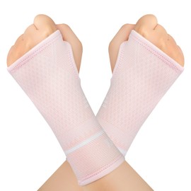 INDEEMAX Copper Wrist Supports Sleeve(2 Pack), Pink, S