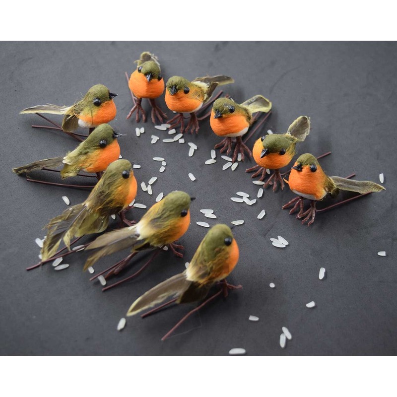 10PCS Robin Bird Christmas Tree Decoration Craft VERY CUTE Artificial