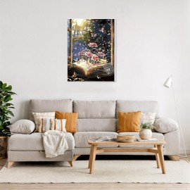 NAIMOER Butterfly Book Paint by Numbers Kits for Adults Beginner with Wooden Framed, Color by Numbers on Canvas Painting Kits for Adults, Easy Paint DIY Acrylic for Home Wall Decor 12X16 Inch