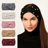 Sports Cross Knit Headband with Pearl Wool - Thermal Ear Protection Free Size/35 Purple 15ea