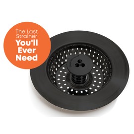 Kitchen SinkShroom Clog-Free Kitchen Sink Drain Strainer with Stopper - Sink Protector for Kitchen Sink, Stainless Steel, Matte Black