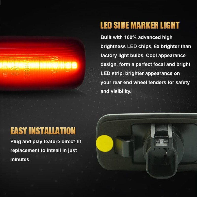 D-Lumina LED Side Marker Lights Assembly Amber ＆ Red Compatible
