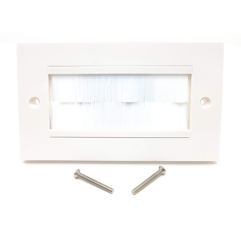 MainCore UK Standard Faceplate Gang White Brush for Cables Exit/Wall