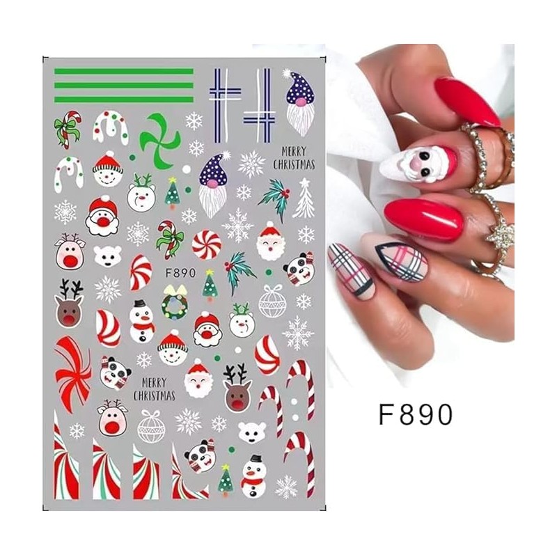 Package includes: 10 pieces Christmas nail stickers, multiple Christmas elements