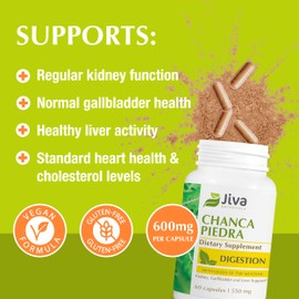 Jiva Botanicals Chanca Piedra Supplement - 550 mg per Serving - 500mg Extract with 50mg Queen of The Meadow - 2 Months Supply