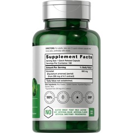 Horbäach Horsetail Herb Capsules 800mg | 180 Count | Non-GMO, Gluten Free Herb Extract Supplement