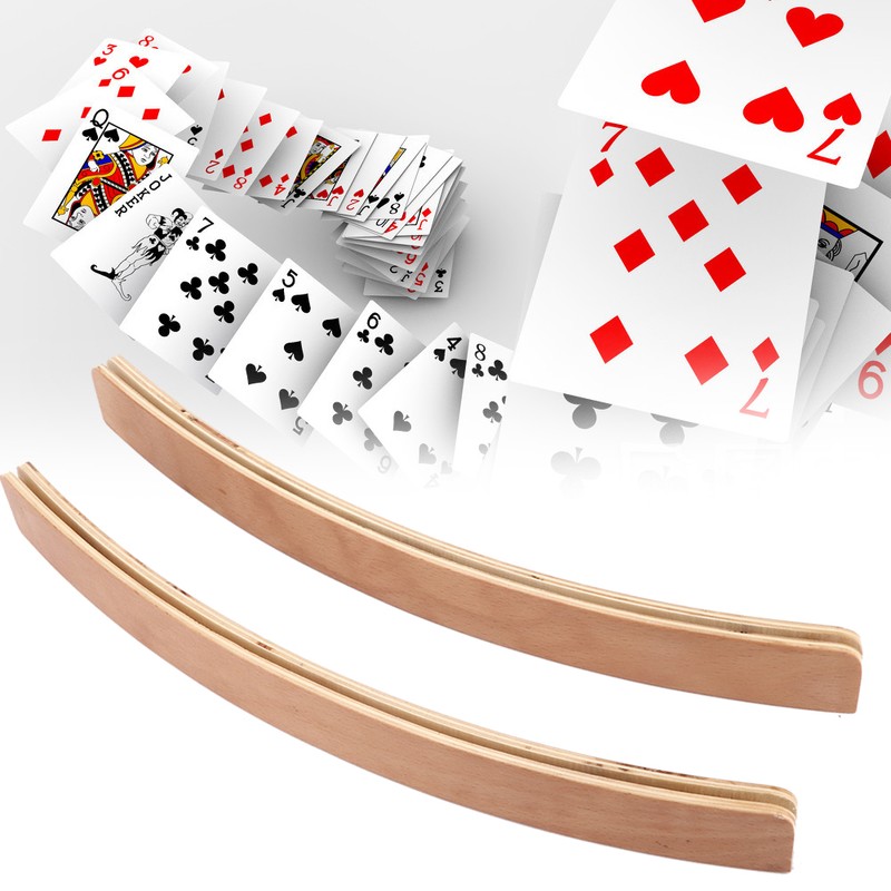 2pcs Wooden Pocker Stand Hands Free Playing Card Organizer Base