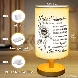 PRSTENLY Christmas Gifts Sister Gifts for Birthday, Best Sister Table Lamp Gifts for Her, Women Birthday Gifts, Retirement Wedding Thank You Gift Mother's Day