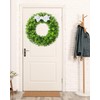 HARMIX 24" Faux Round Boxwood Wreath, Artificial Boxwood Wreath Front