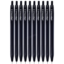 DIGNO Trinok Retractable Ballpoint Pens, BLACK, Fine Point (0.7mm), Pack of 10, Triangular Grip, Multipack Pens, Ideal for School Office Home Use